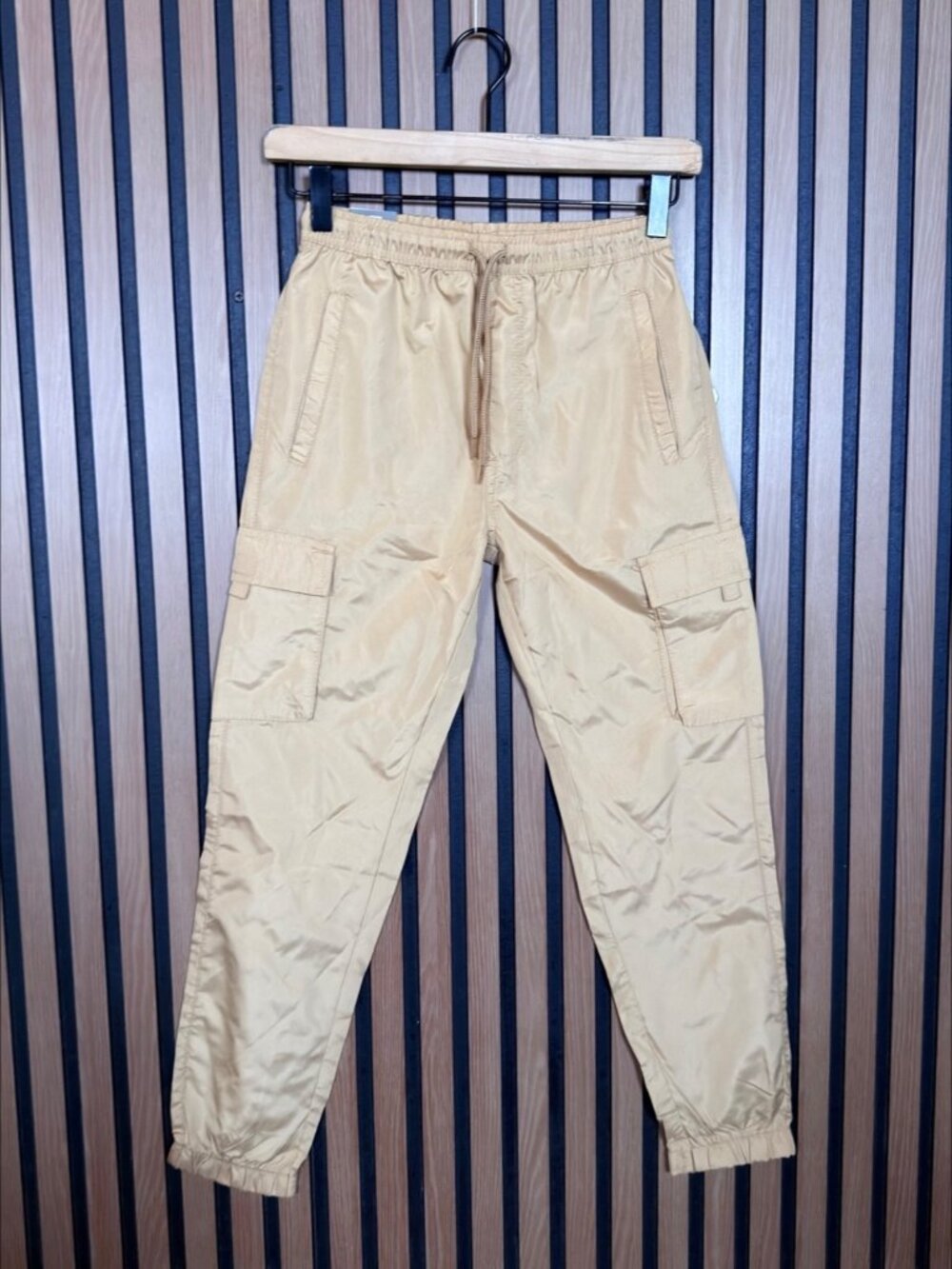 New Quad Seven 8 / 10 Boys Beige Cargo Joggers Drawstring Pockets